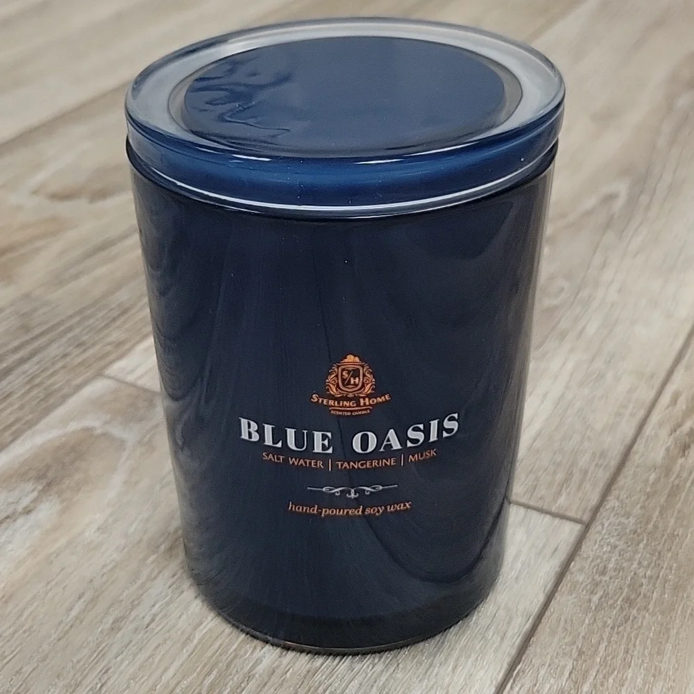 Blue Oasis Hand Poured Soy 16 oz Wax Candle in Beach Walk